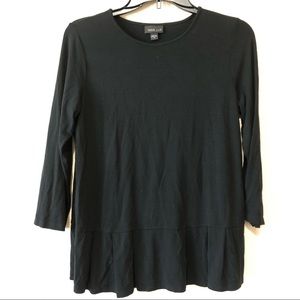 J. Jill Wearever Black Long Sleeve Peplum Shirt